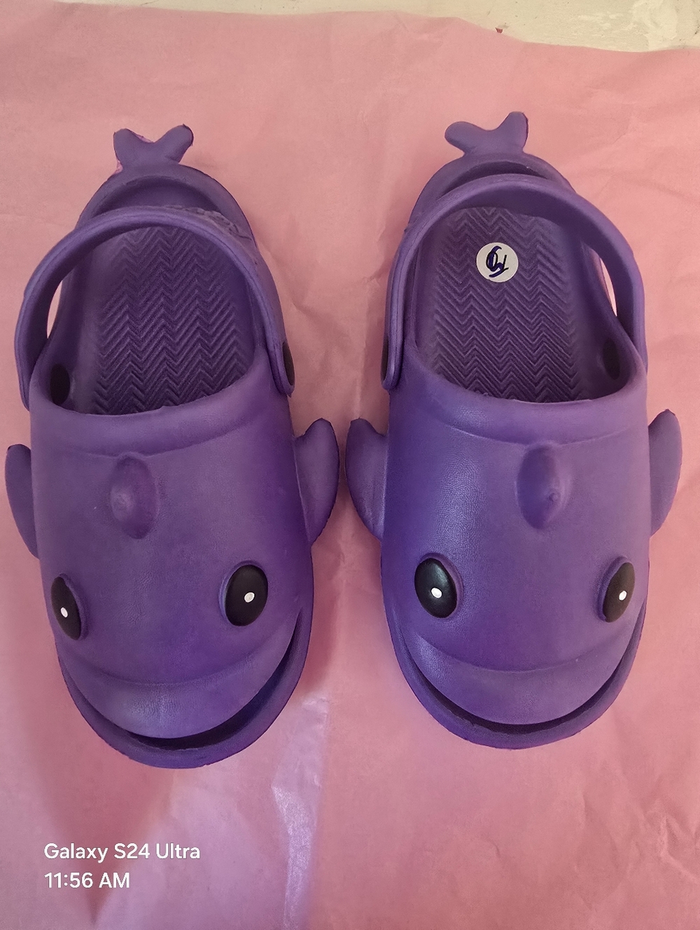Kids Purple Dolphin Slip-On Sandals 11-12c